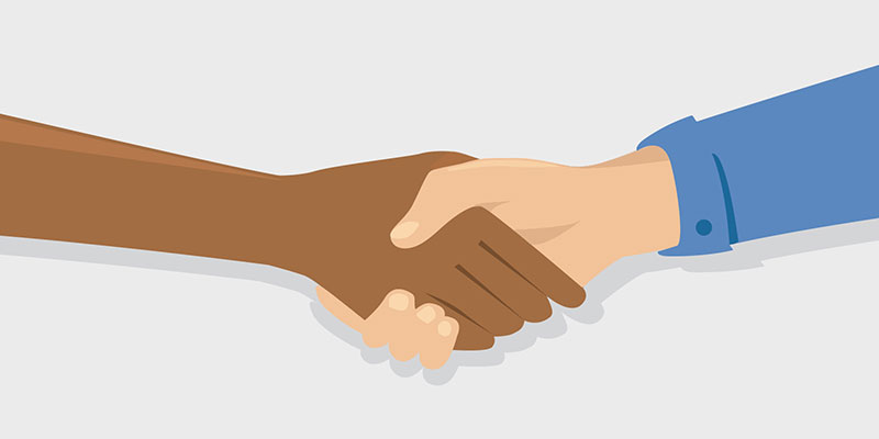 Handshake Illustration symbolizing cooperation with IT partners - IT Curriculum