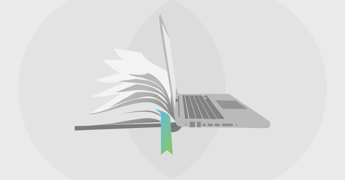 Illustration Half Textbook Half Laptop Symbolizing Hybrid Learning