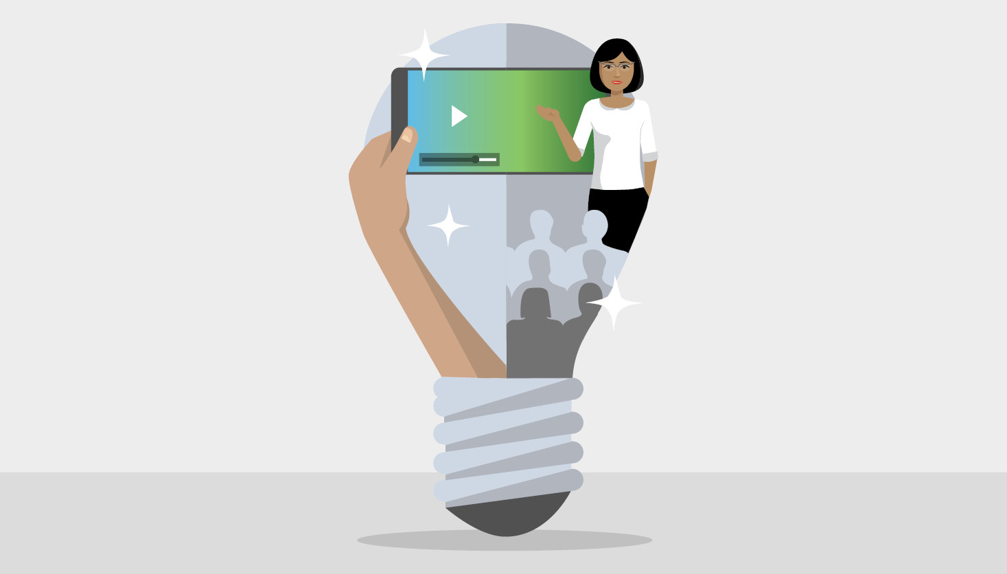 light bulb with a tablet to symbolize on-demand content