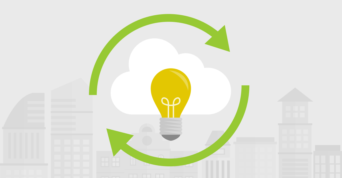 illustration of a light bulb and cyclical arrows to represent ROI for skilling workforce